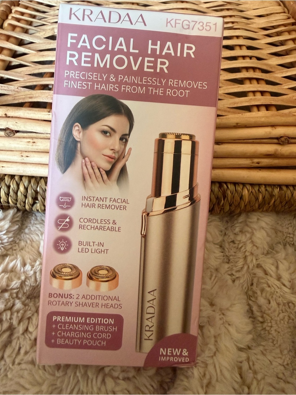 Rose Gold Facial Hair Remover – Cordless Rechargeable
